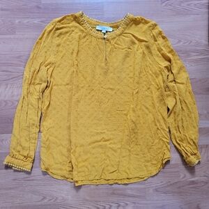 LOFT Mustard Textured Long Sleeve Blouse Size Women's XL